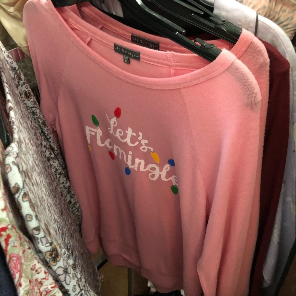 PJ Salvage Let's Flamingle Long Sleeve Graphic Top 🤩 S1 - Picture 7 of 9
